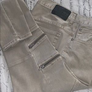 tan pacsun active stretch stacked skinny jeans .